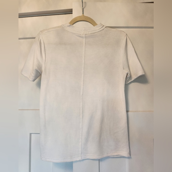 Rag & Bone White Top sz S Shirt Short Sleeve Round Neck Sweater Shirt Knit - Picture 3 of 7
